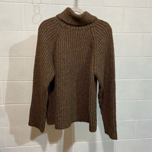 Mate the label Women Chunky Alpaca Turtleneck Sweater M/L Brown Organic Peru NEW - Picture 5 of 11
